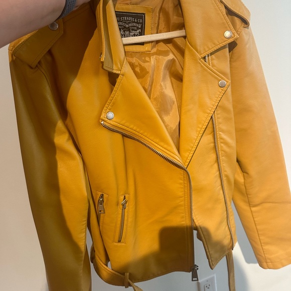 Levis Biker Faux Leather Jacket Yellow XXL - Picture 4 of 4